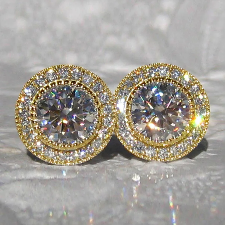 “CAOSHI 9mm Round Cubic Zirconia Stud Earrings – Elegant Silver & Gold Options, Sparkling Clear CZ for Women”