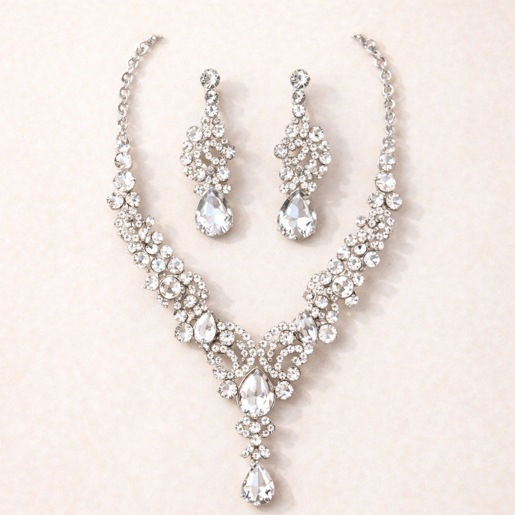 Luxury Crystal Bridal Necklace & Earring Set