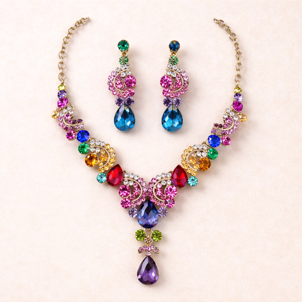 Luxury Crystal Bridal Necklace & Earring Set