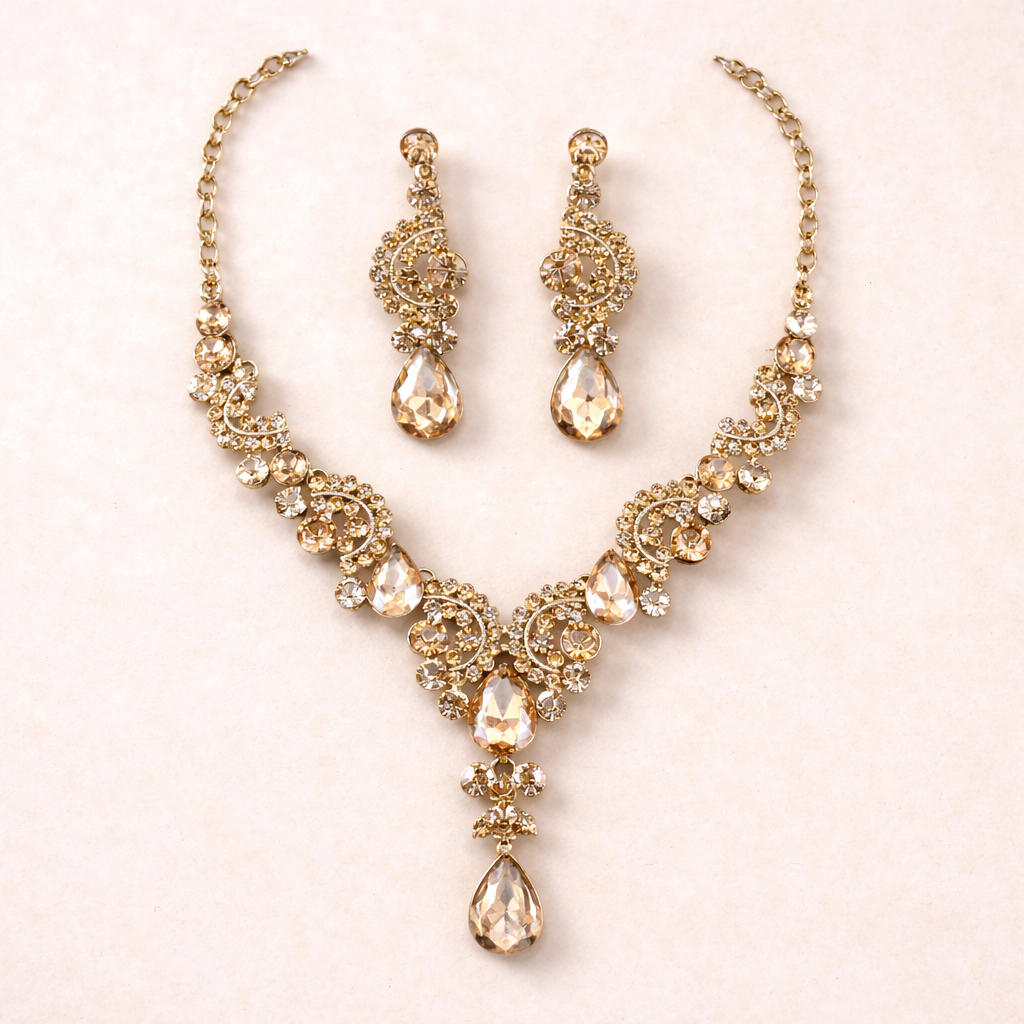 Luxury Crystal Bridal Necklace & Earring Set