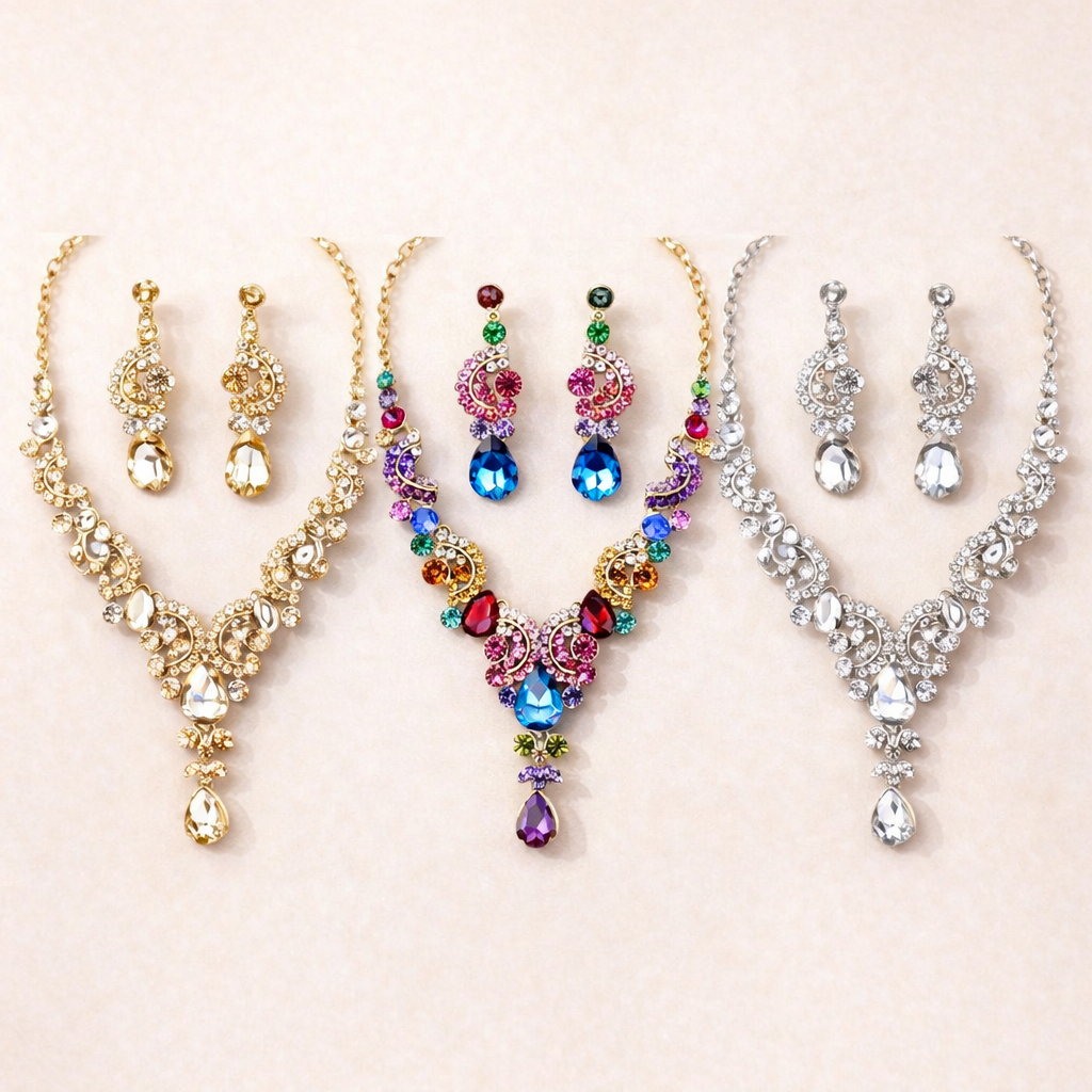 Luxury Crystal Bridal Necklace & Earring Set