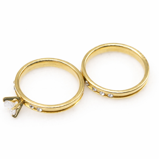 Gold Crystal Eternity Ring – Stainless Steel